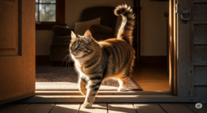 kot wchodzący do domu