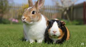 Świnka morska i królik stojące razem